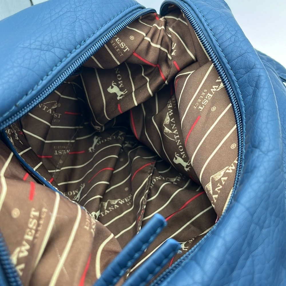 NWOT BLUE Crossbody Bag for Women Multi Pocket Shoulder Travel Soft Leather - Picture 4 of 5